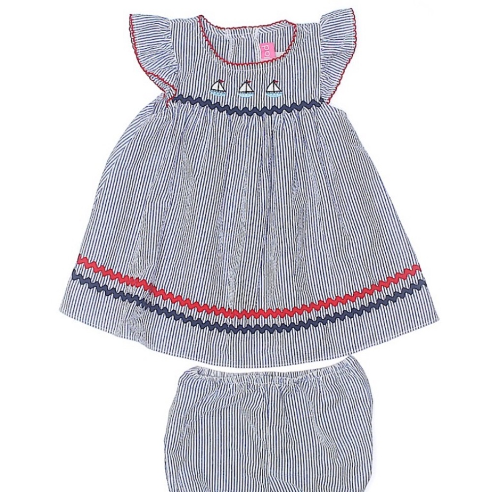 Goodlad Seersucker Sailboat Dress Sz. 18 Months